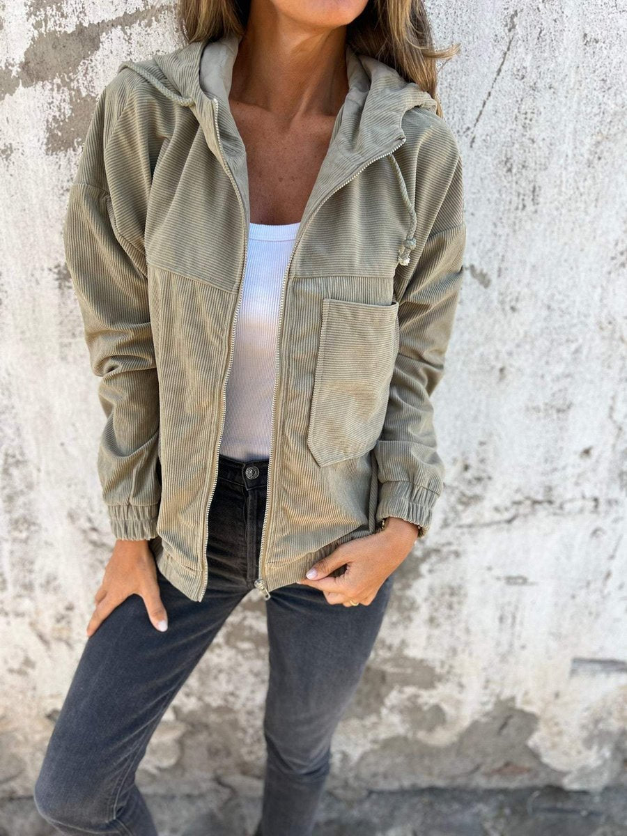 Lauren | Ribbed Zip-Up Hooded Jacket