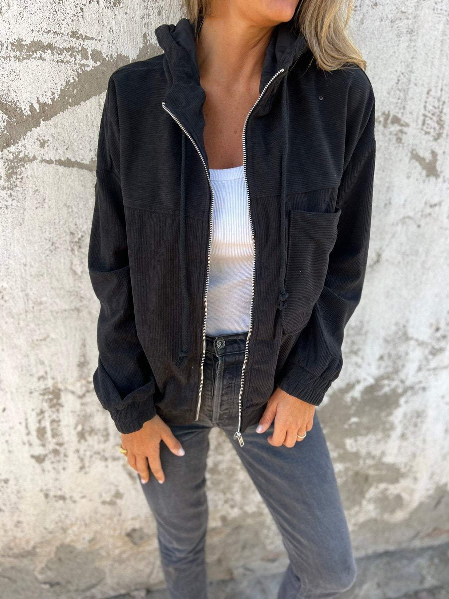 Lauren | Ribbed Zip-Up Hooded Jacket