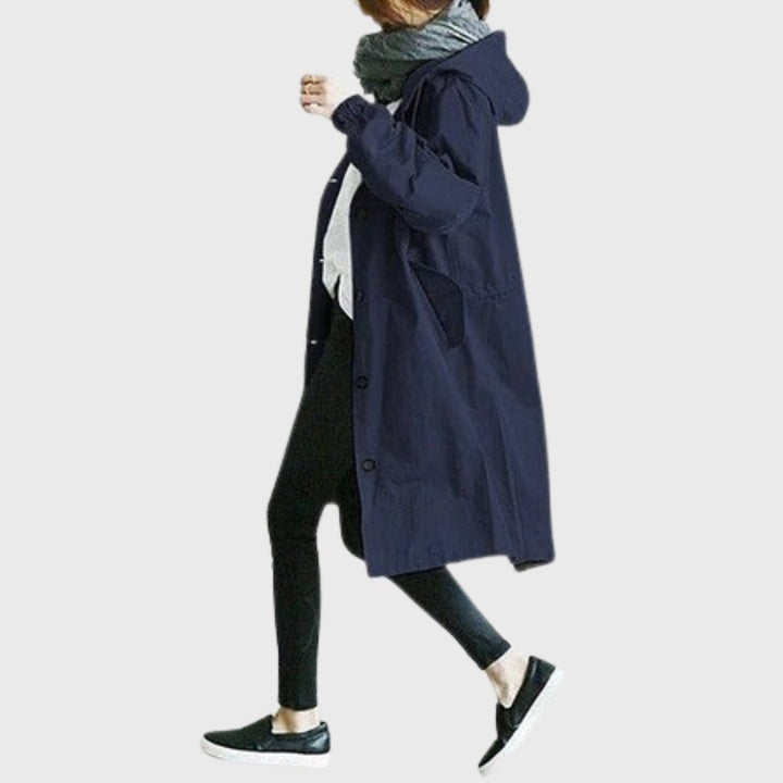 Ruth | Hooded Relaxed-Fit Long Trench Coat